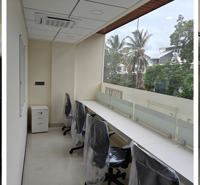 Desk row by the window at 43 Workspace